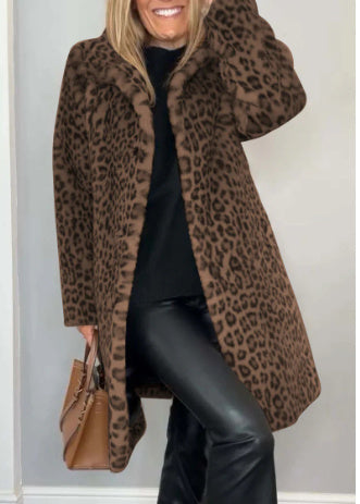 Manteau Peluche Léopard Automne-Hiver