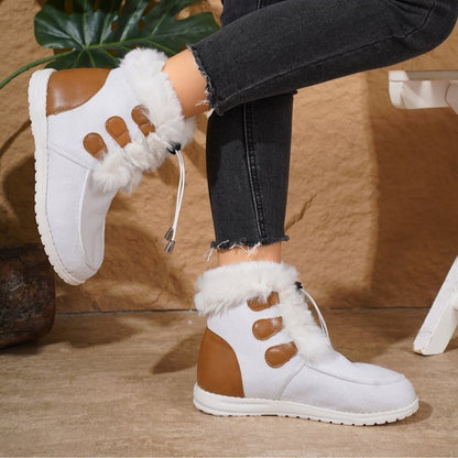 Bottes de neige en peluche pour femmes - Design plat