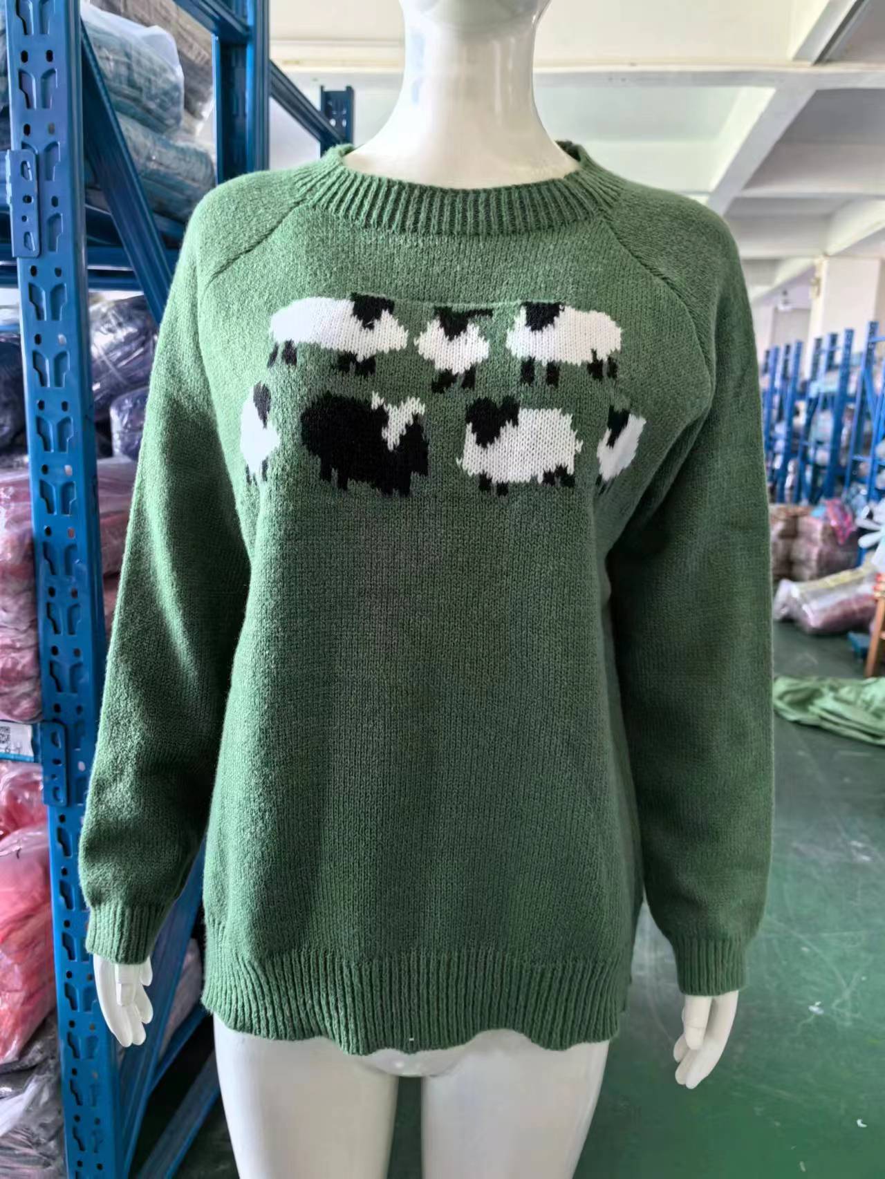 Pull Femme Multicolore à Col Rond