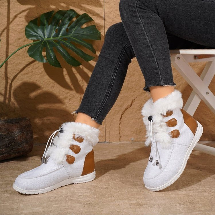 Bottes de neige en peluche pour femmes - Design plat