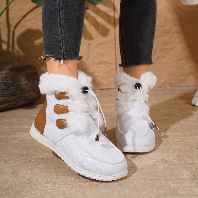 Bottes de neige en peluche pour femmes - Design plat