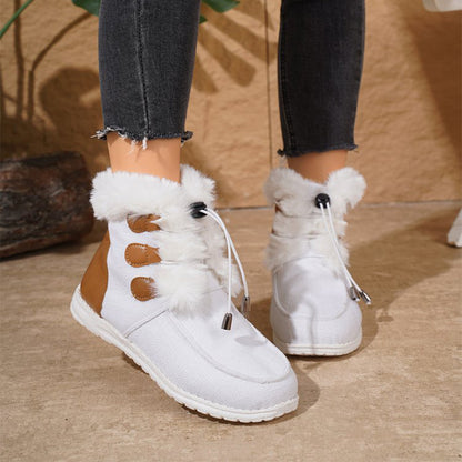 Bottes de neige en peluche pour femmes - Design plat