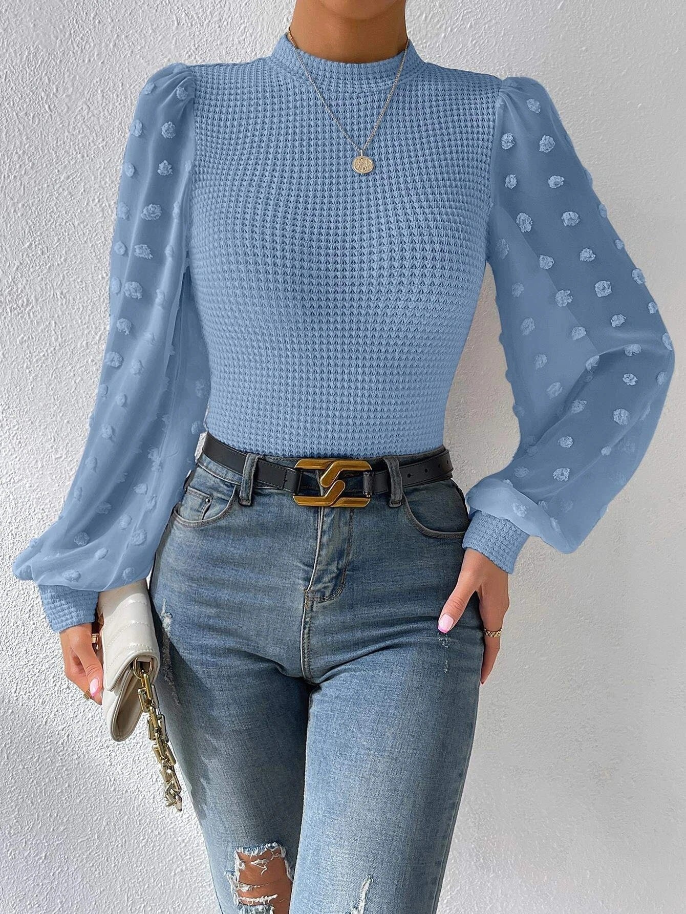 Pull en tricot à col rond pour femme